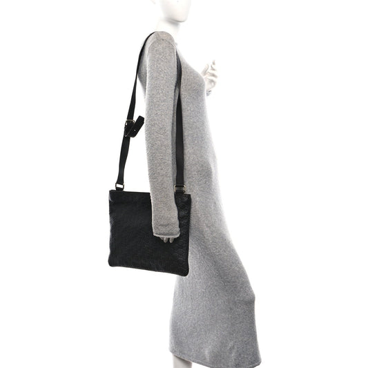 Guccissima Medium Flat Messenger Bag Black