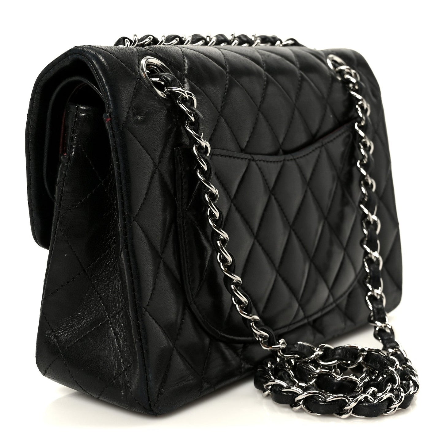 Lambskin Quilted Small Double Flap Black