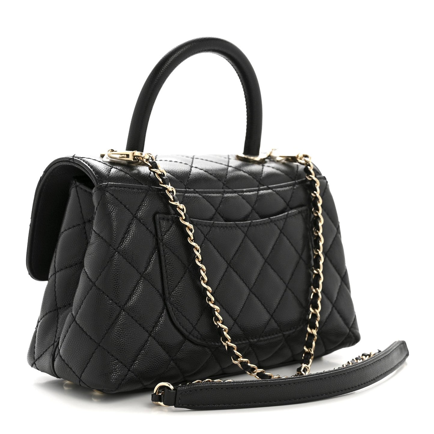 Caviar Quilted Mini Coco Handle Flap Black