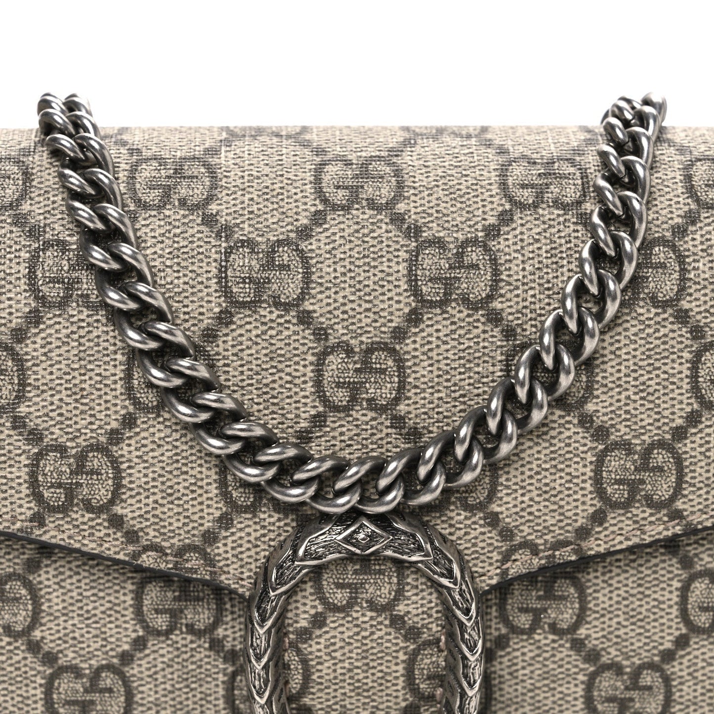 GG Supreme Monogram Mini Dionysus Chain Wallet Beige Taupe