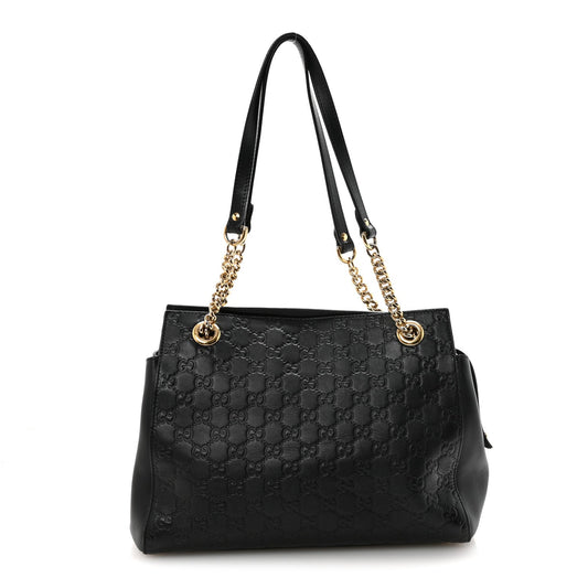 Guccissima Signature Medium Shoulder Tote Bag Black