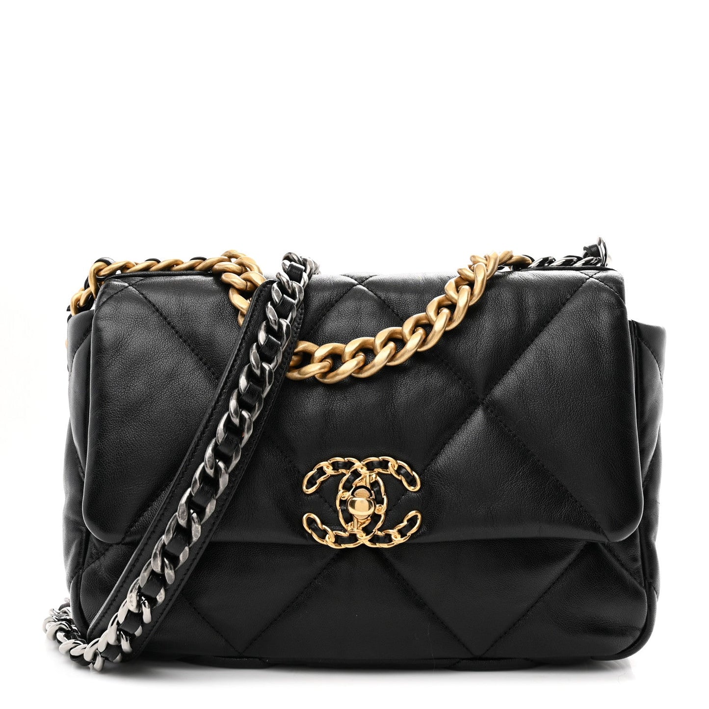 Lambskin Quilted Medium Chanel 19 Flap Black