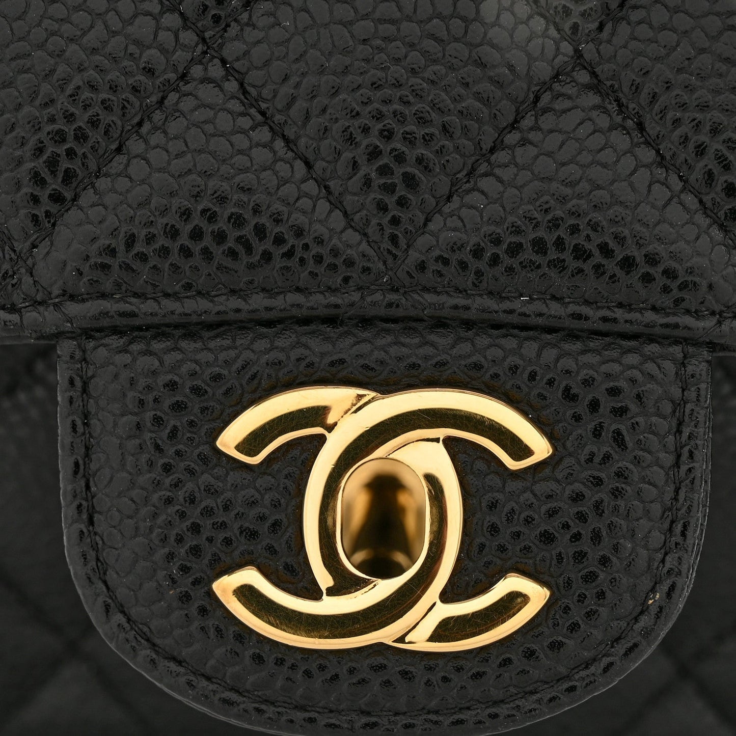 Caviar Quilted Medium Double Flap Black