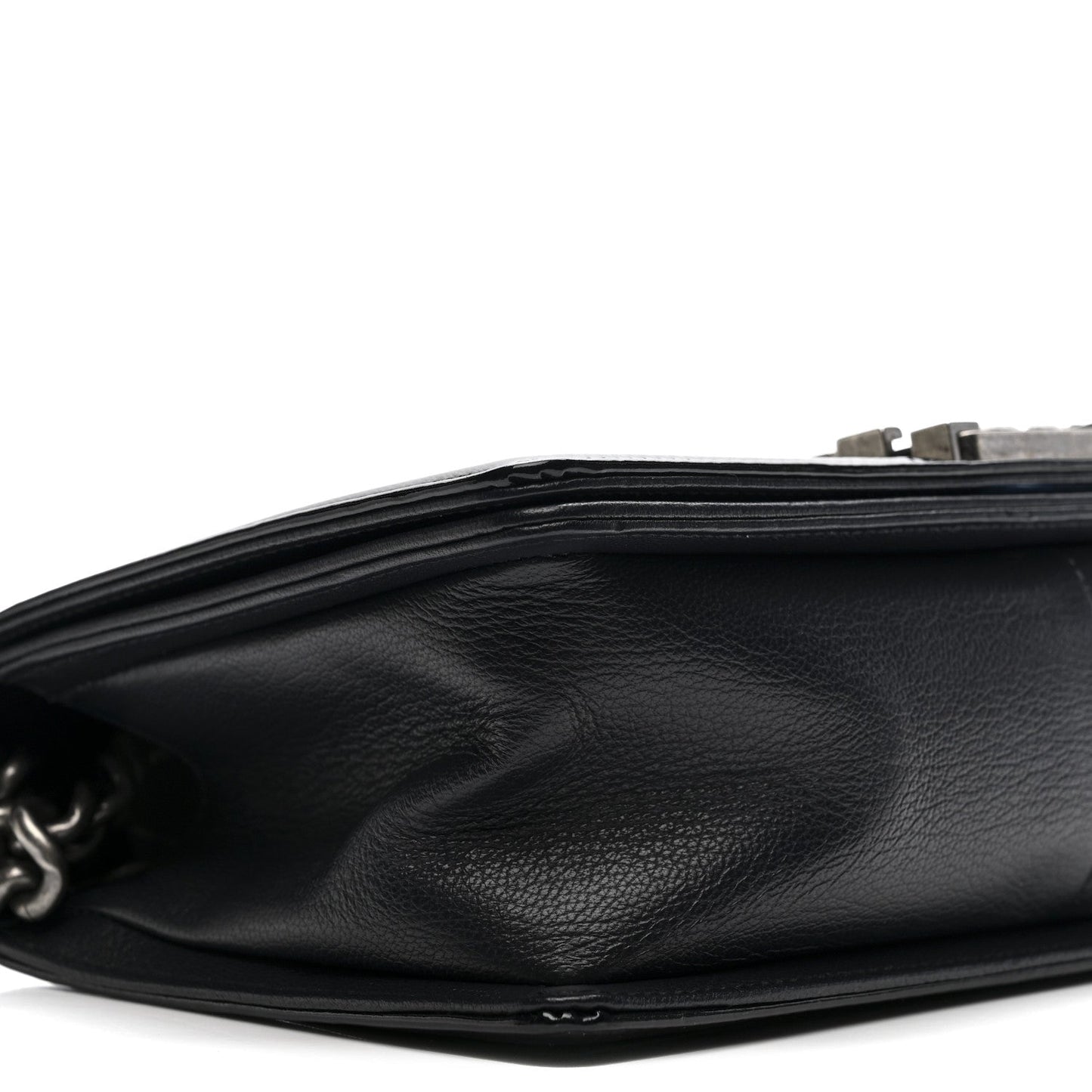 Goatskin Quilted Patent Medium Duo Boy Flap Dark Blue