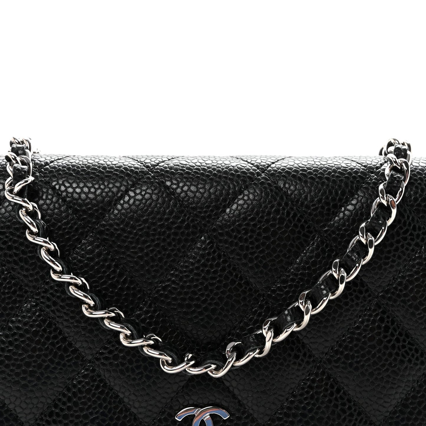 Caviar Quilted Wallet on Chain WOC Black