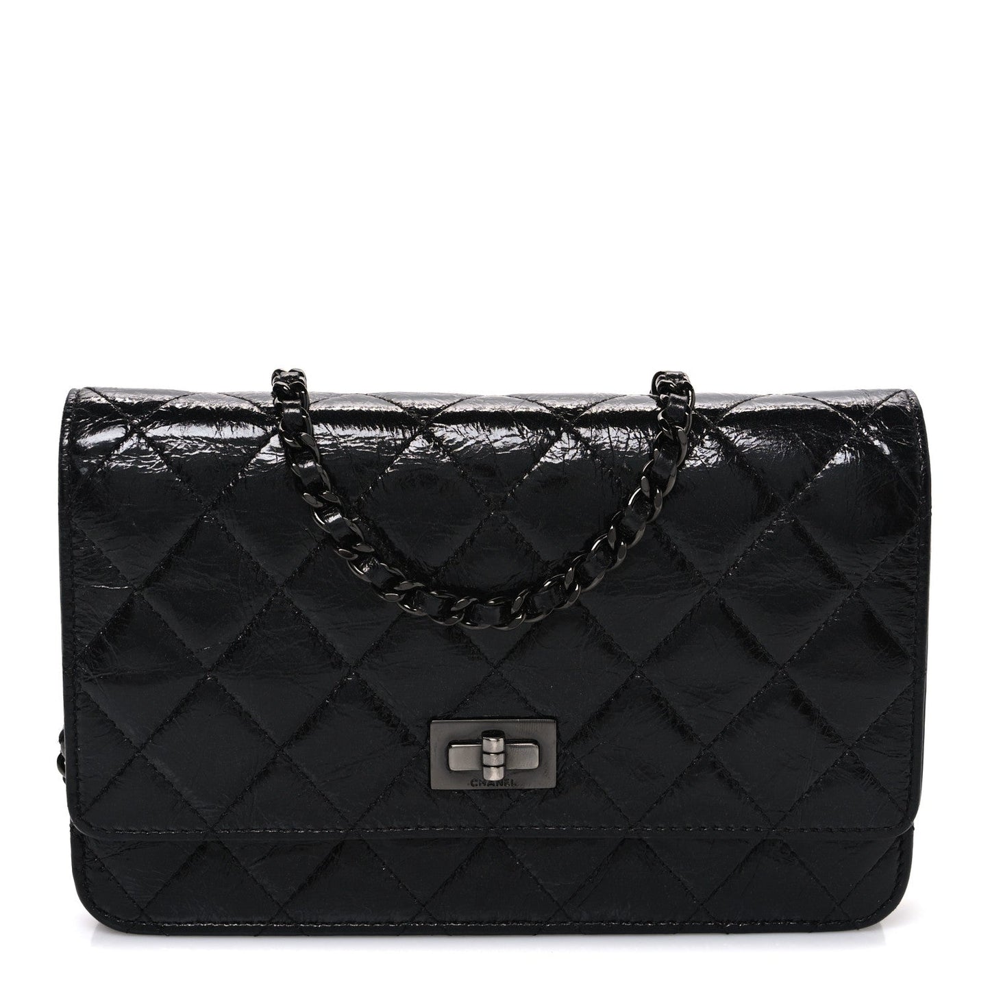Glazed Aged Calfskin Reissue Wallet On Chain WOC So Black