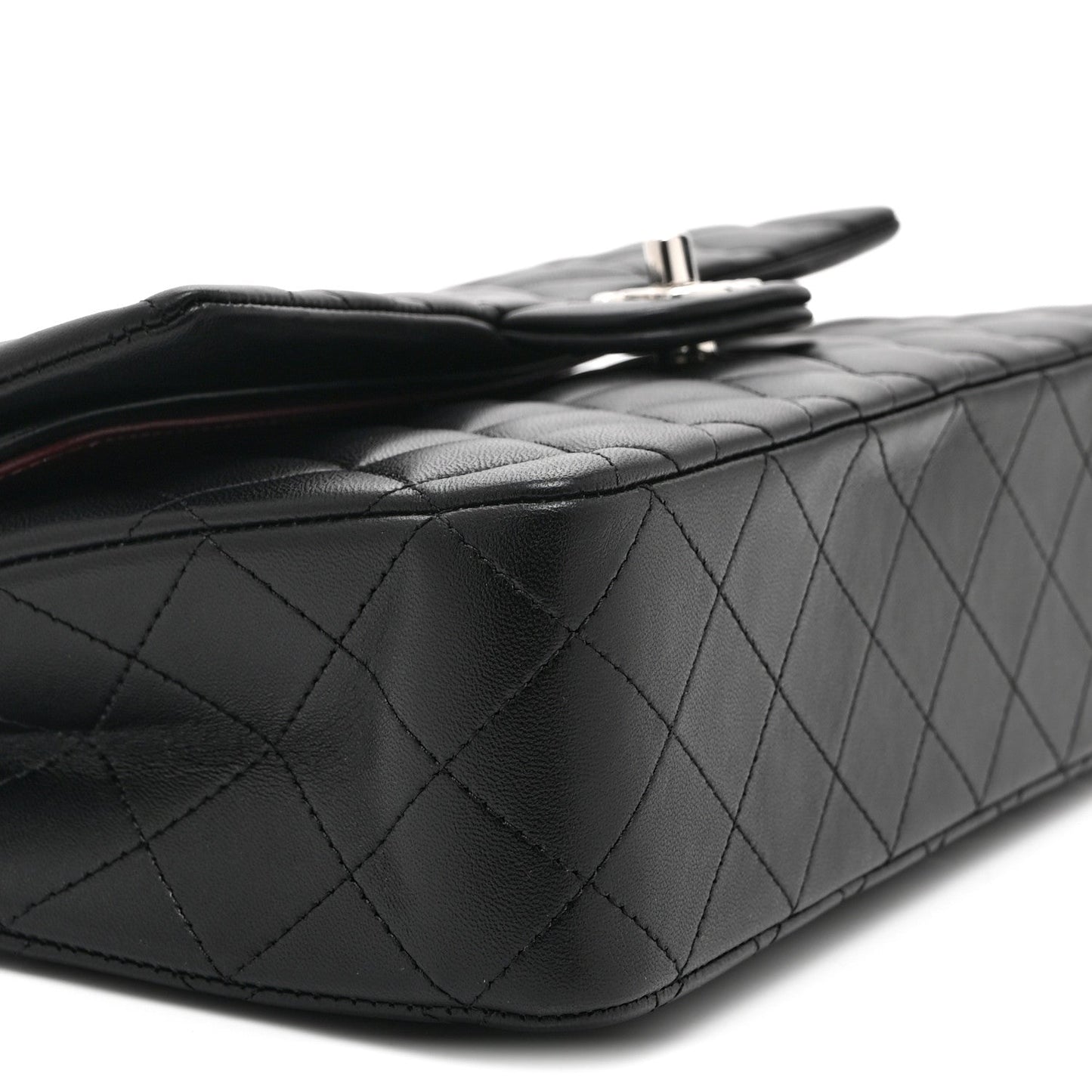 Lambskin Quilted Medium Double Flap Black