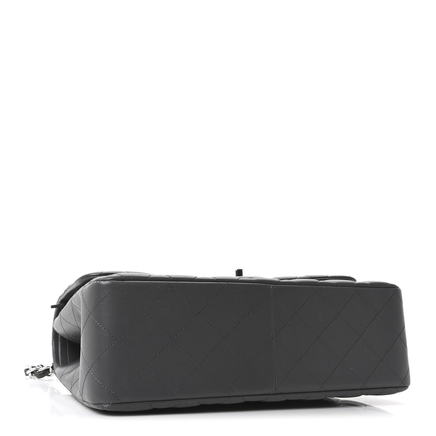 Lambskin Quilted Jumbo Double Flap Dark Grey
