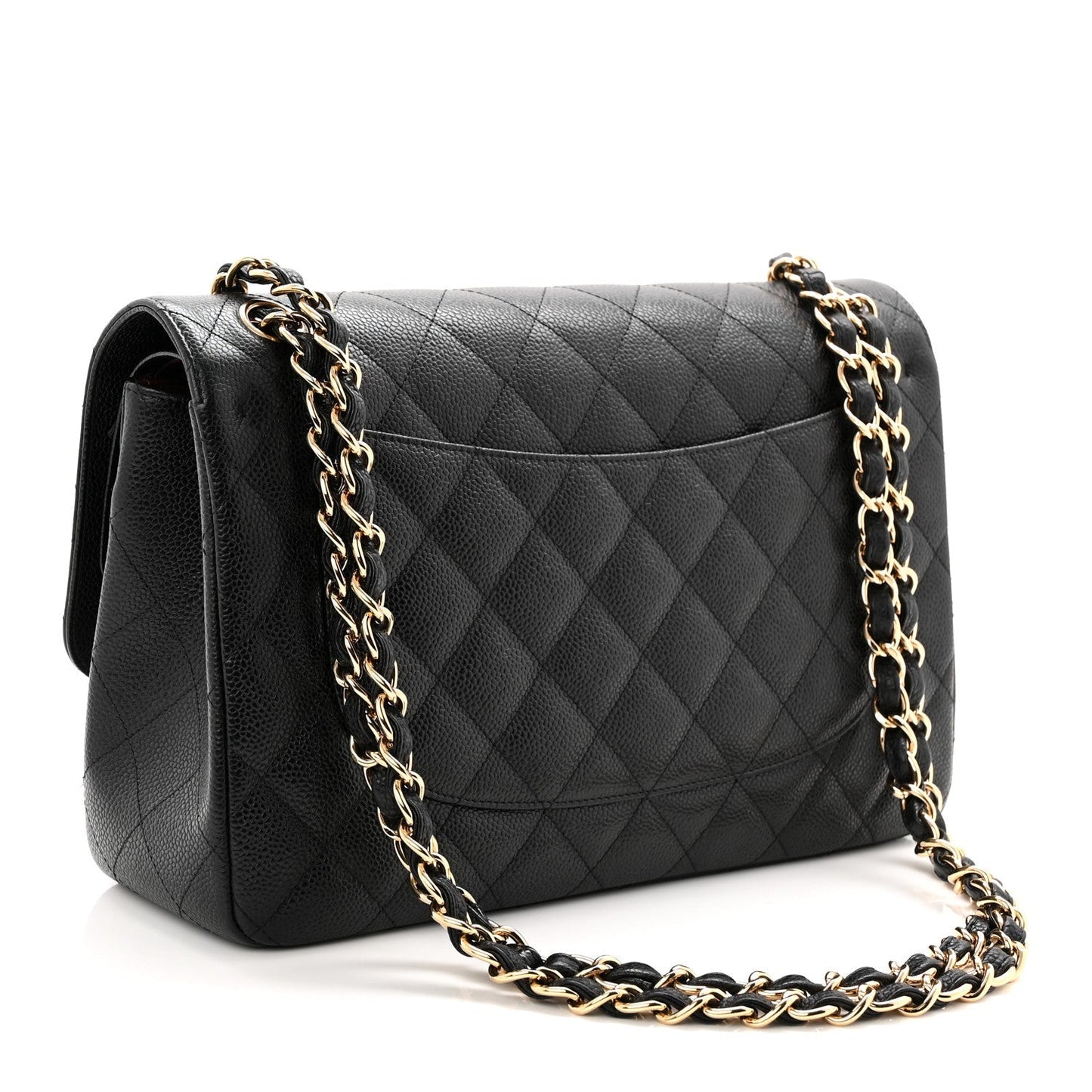 Caviar Quilted Jumbo Double Flap Black