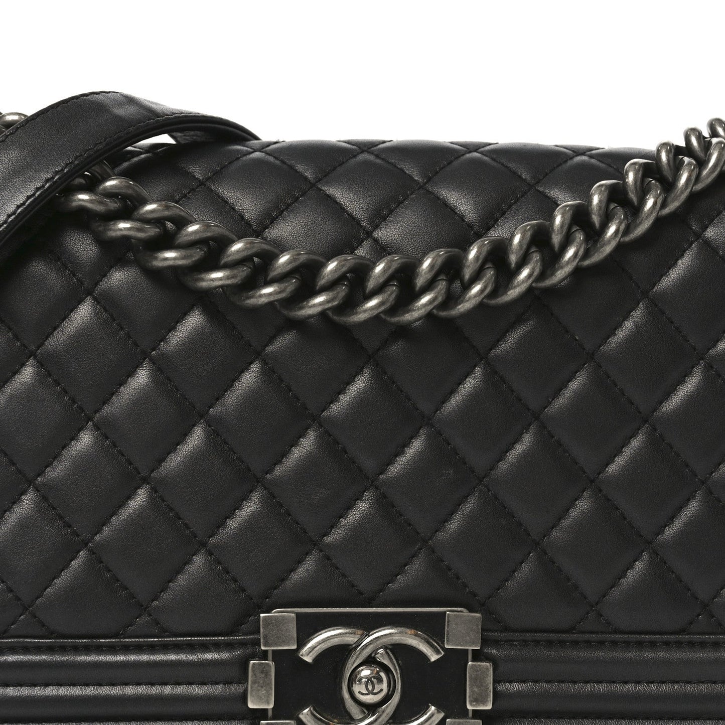 Lambskin Quilted Medium Boy Flap Dark Grey