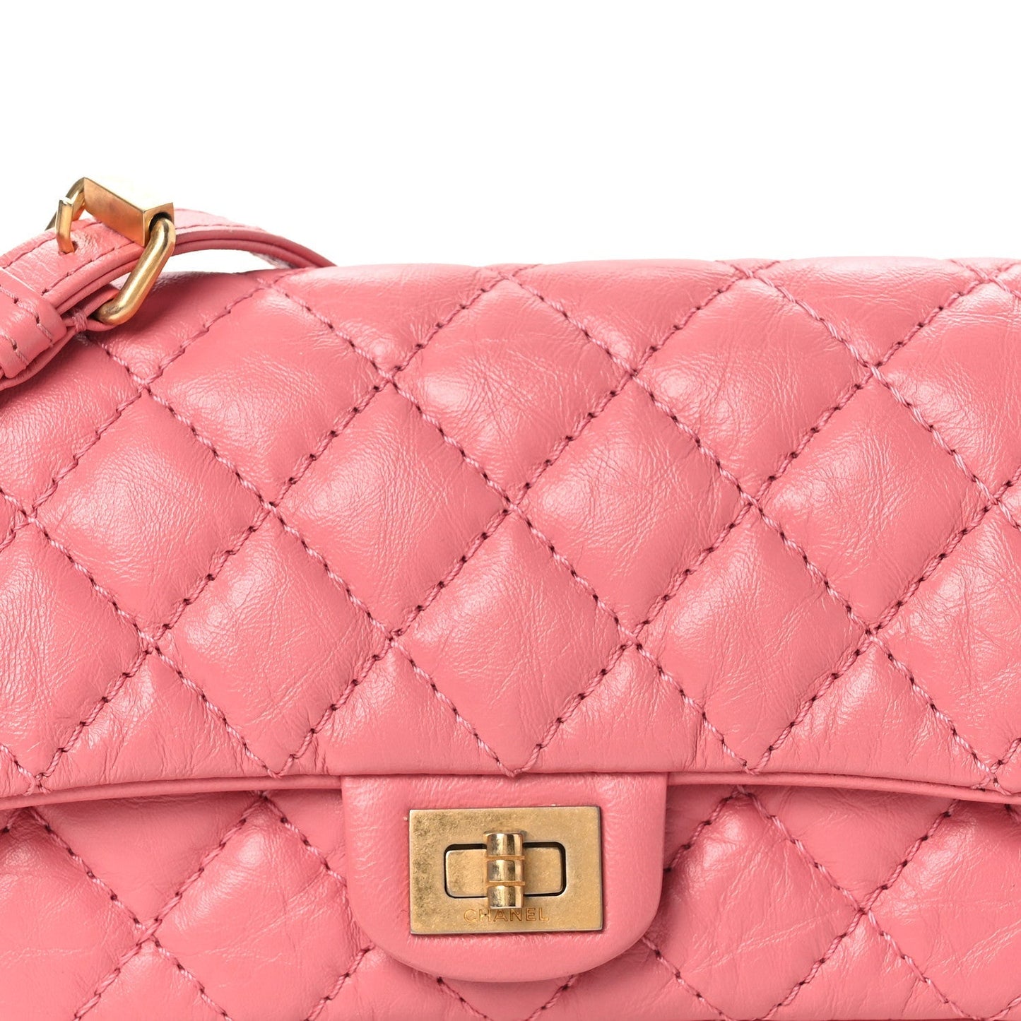Aged Calfskin Quilted 2.55 Reissue Flap Belt Bag Pink