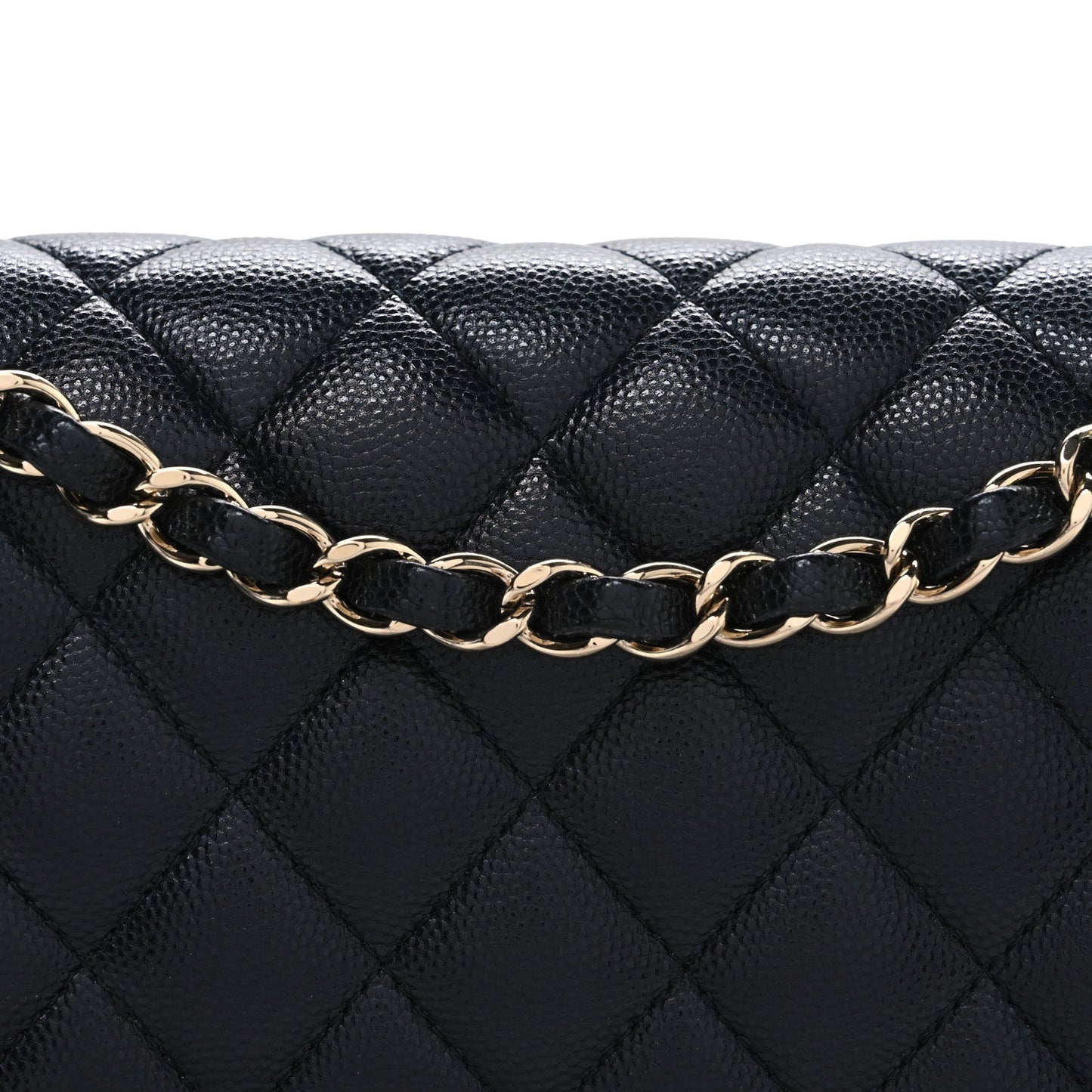 Caviar Quilted Medium Double Flap Navy