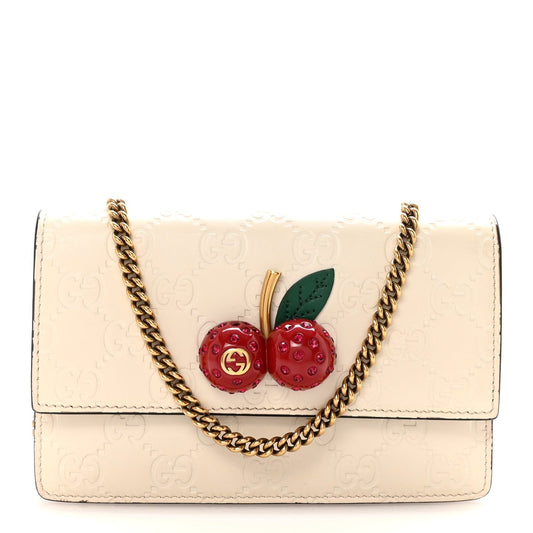 Guccissima Mini Cherry Chain Bag White