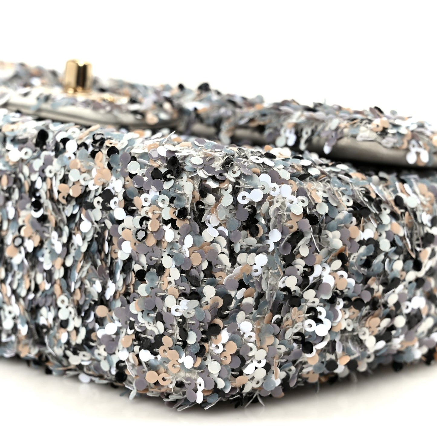 Sequin Mini Flap Gray Black White Pearly White