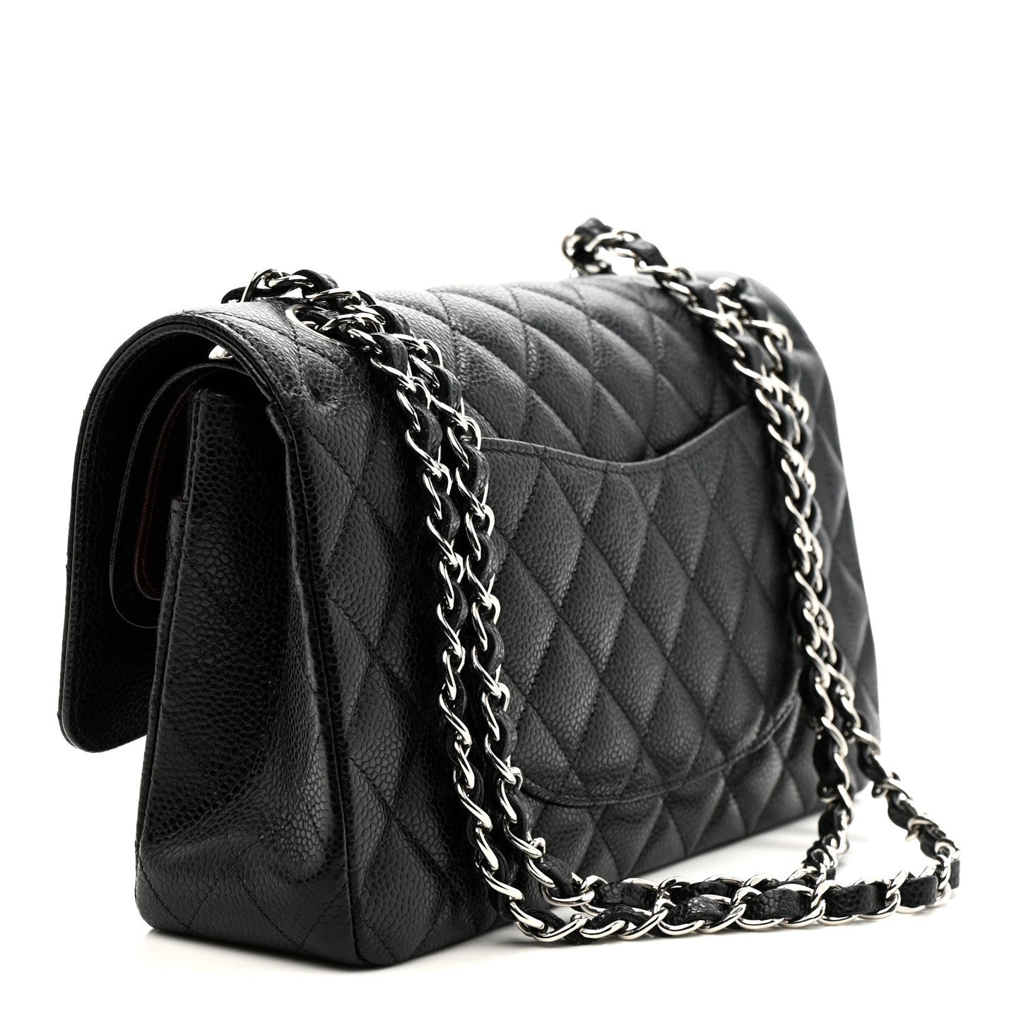 Caviar Quilted Medium Double Flap Black