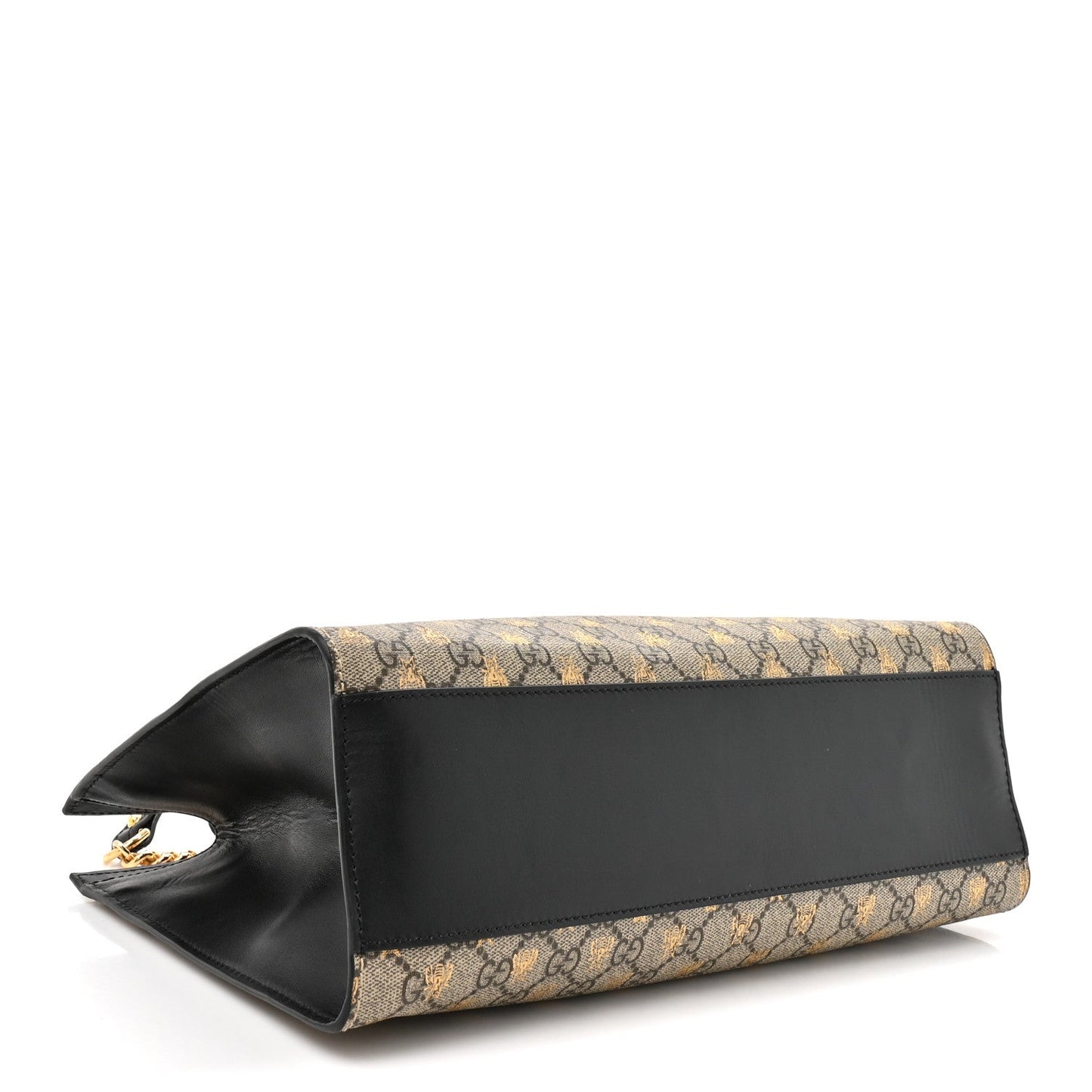 GG Supreme Monogram Bees Medium Padlock Tote Beige Oro Black