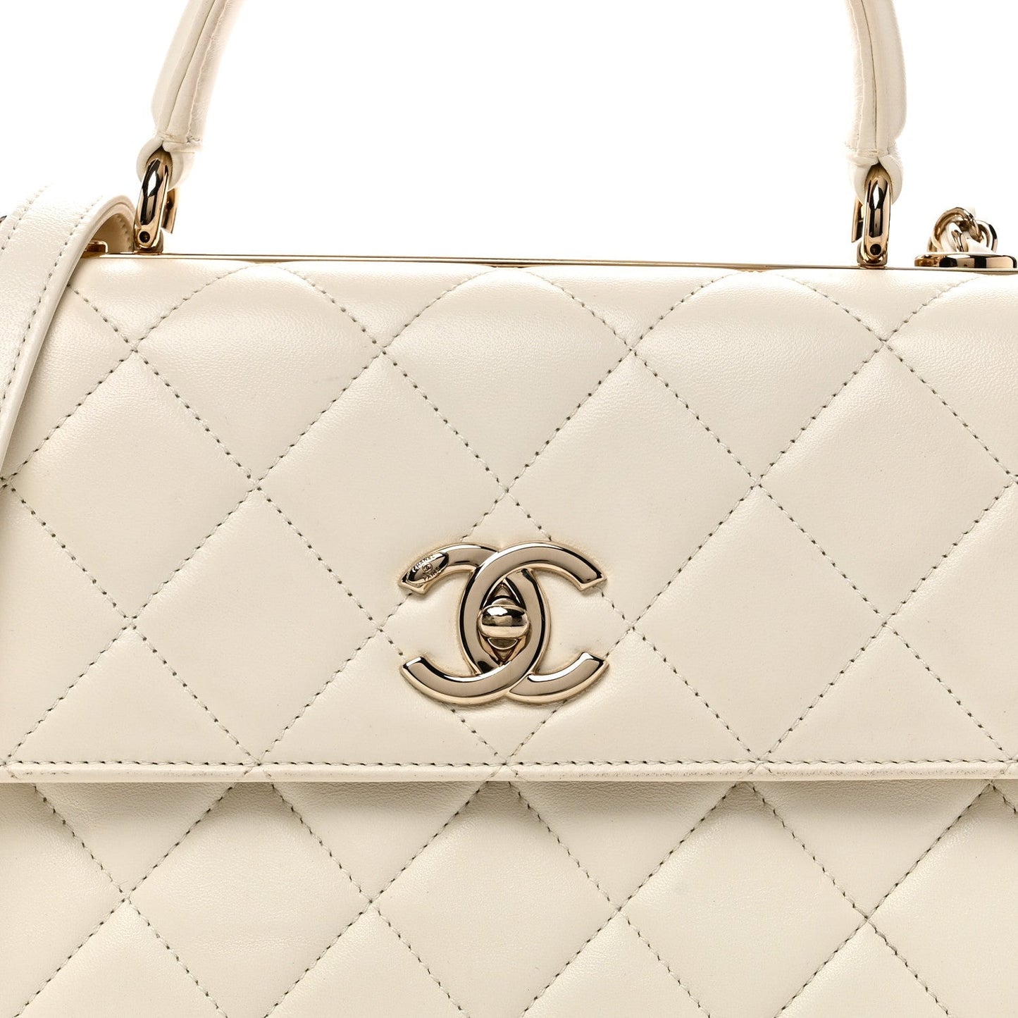 Lambskin Quilted Small Trendy CC Dual Handle Flap Bag White