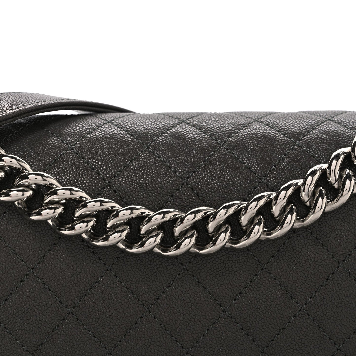 Caviar Quilted Medium Boy Flap Dark Grey