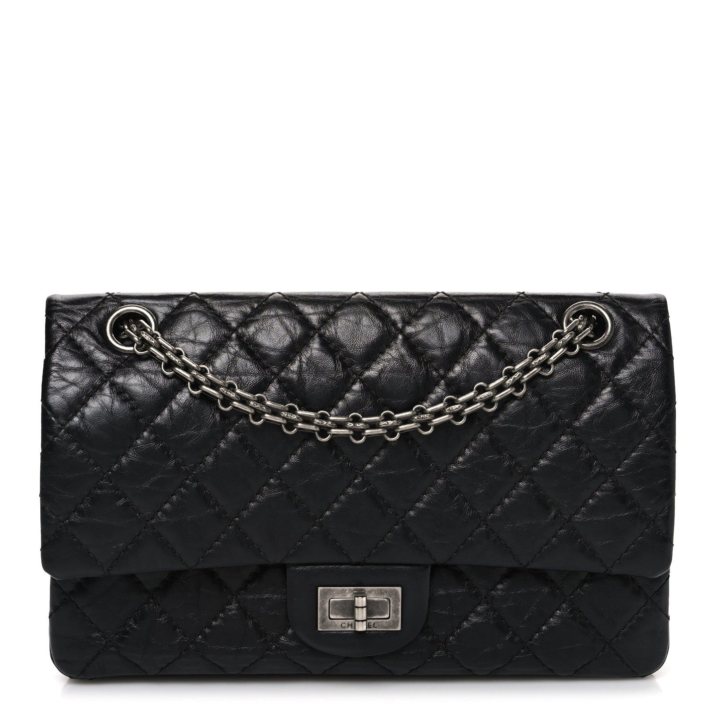 Aged Calfskin Quilted 2.55 Reissue 225 Flap Black