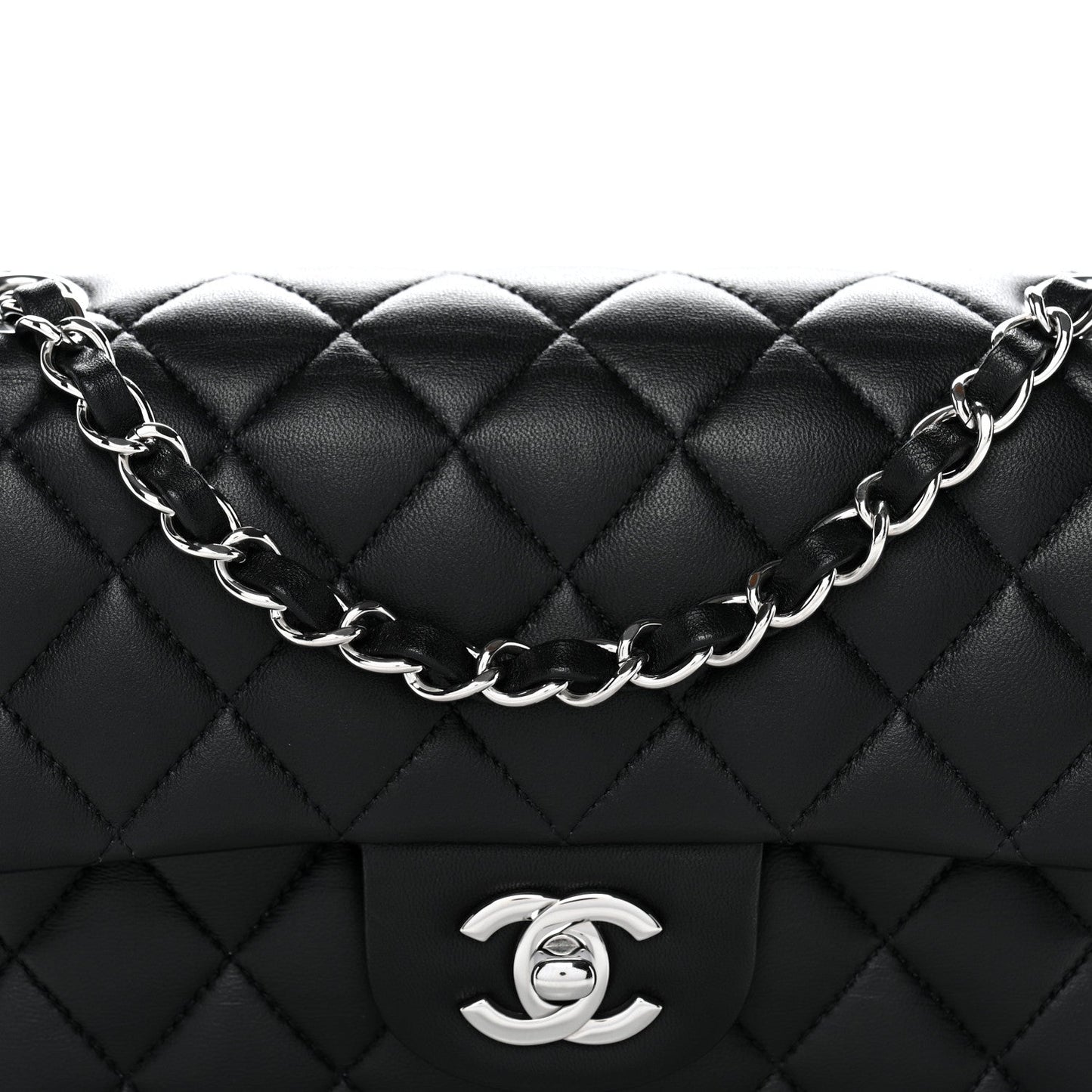 Lambskin Quilted Small Double Flap Black