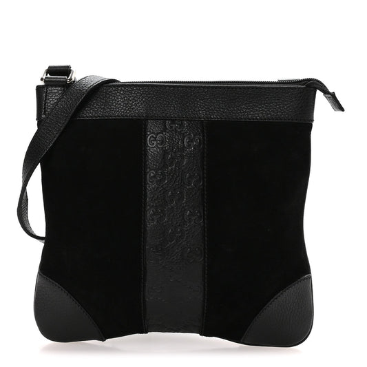Guccissima Suede Crossbody Bag Black
