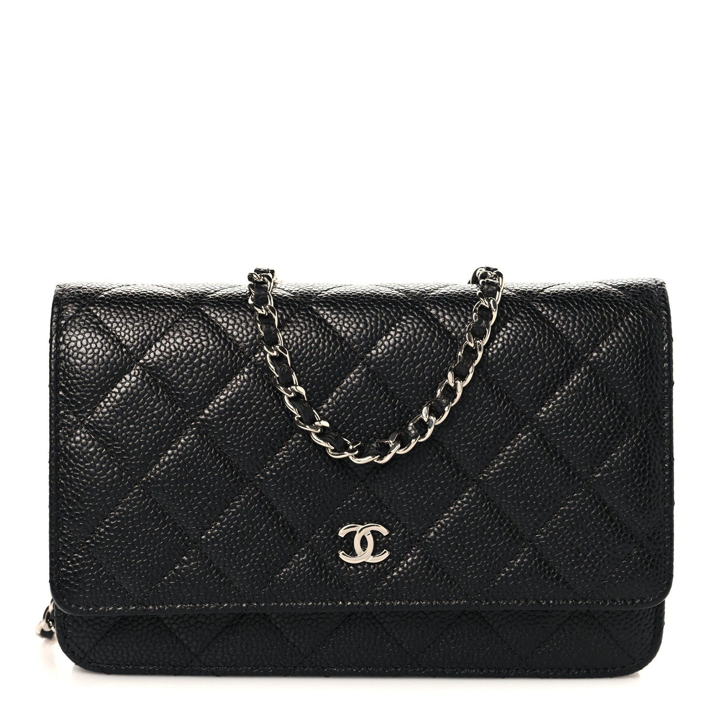 Caviar Quilted Wallet on Chain WOC Black