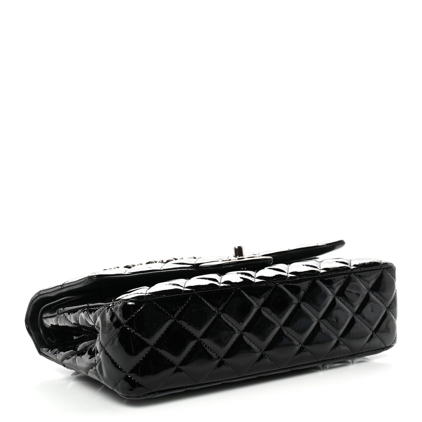 Patent Quilted Medium Double Flap Black