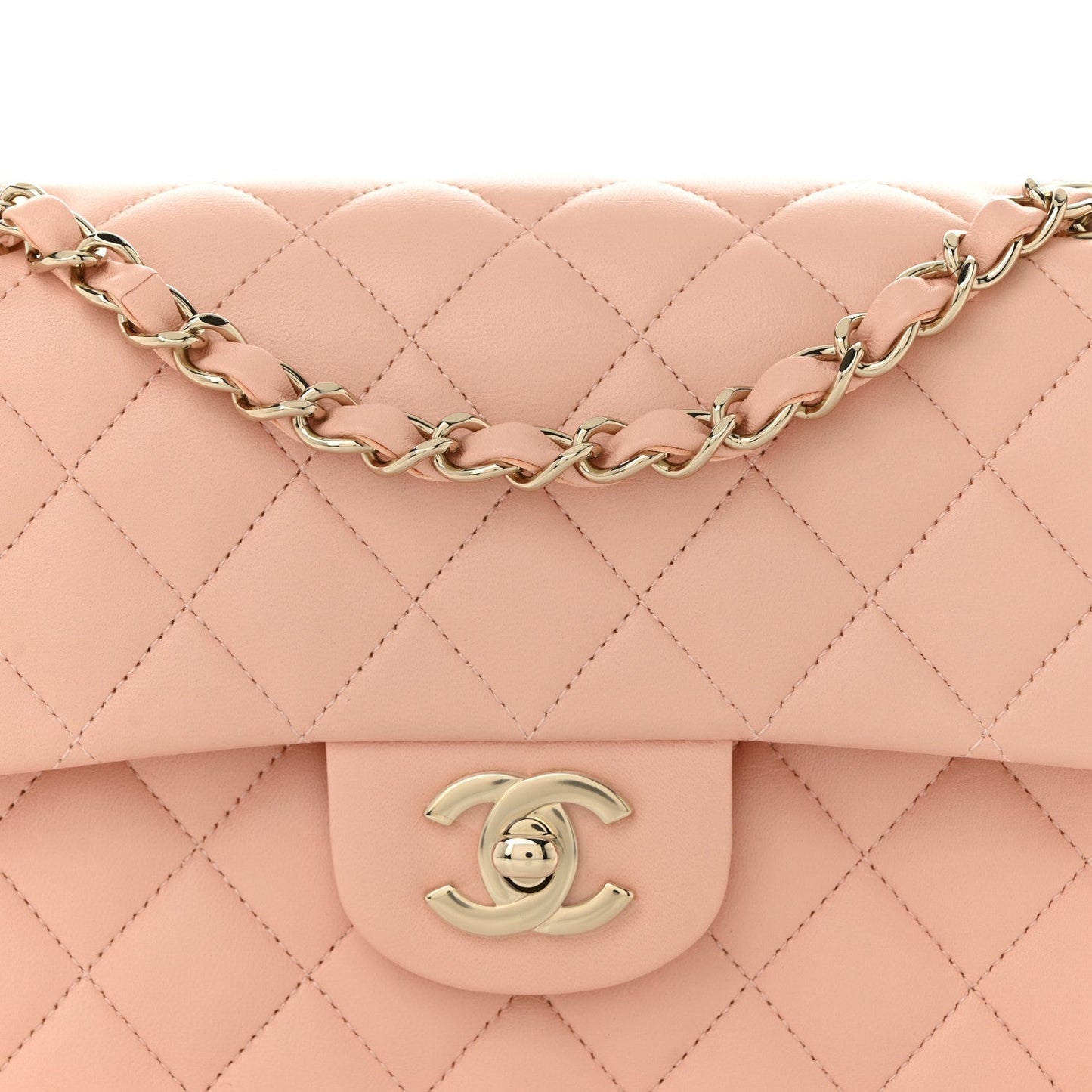 Lambskin Quilted Small Double Flap Light Orange