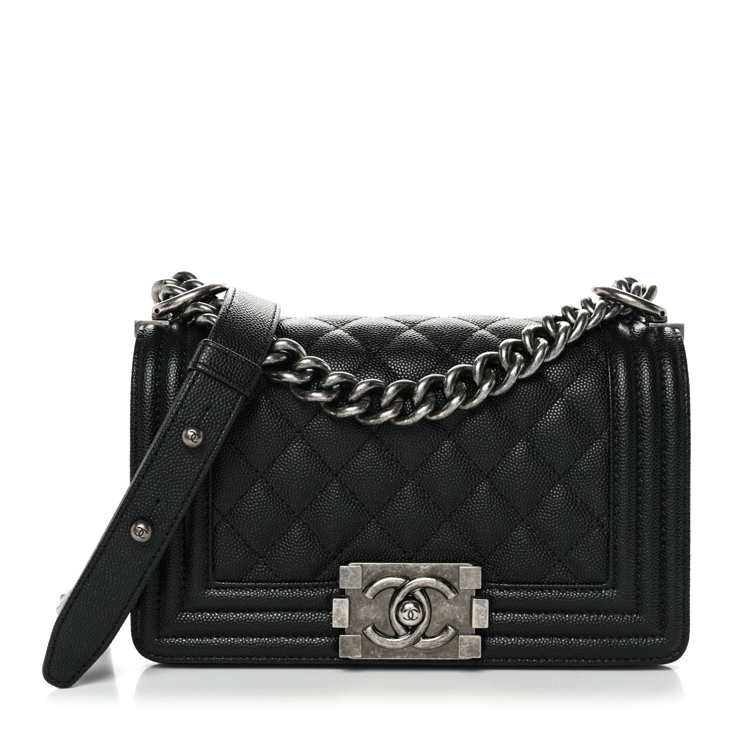 Caviar Quilted Small Boy Flap Black