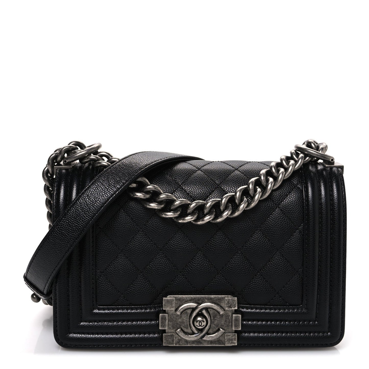 Caviar Quilted Small Boy Flap Black
