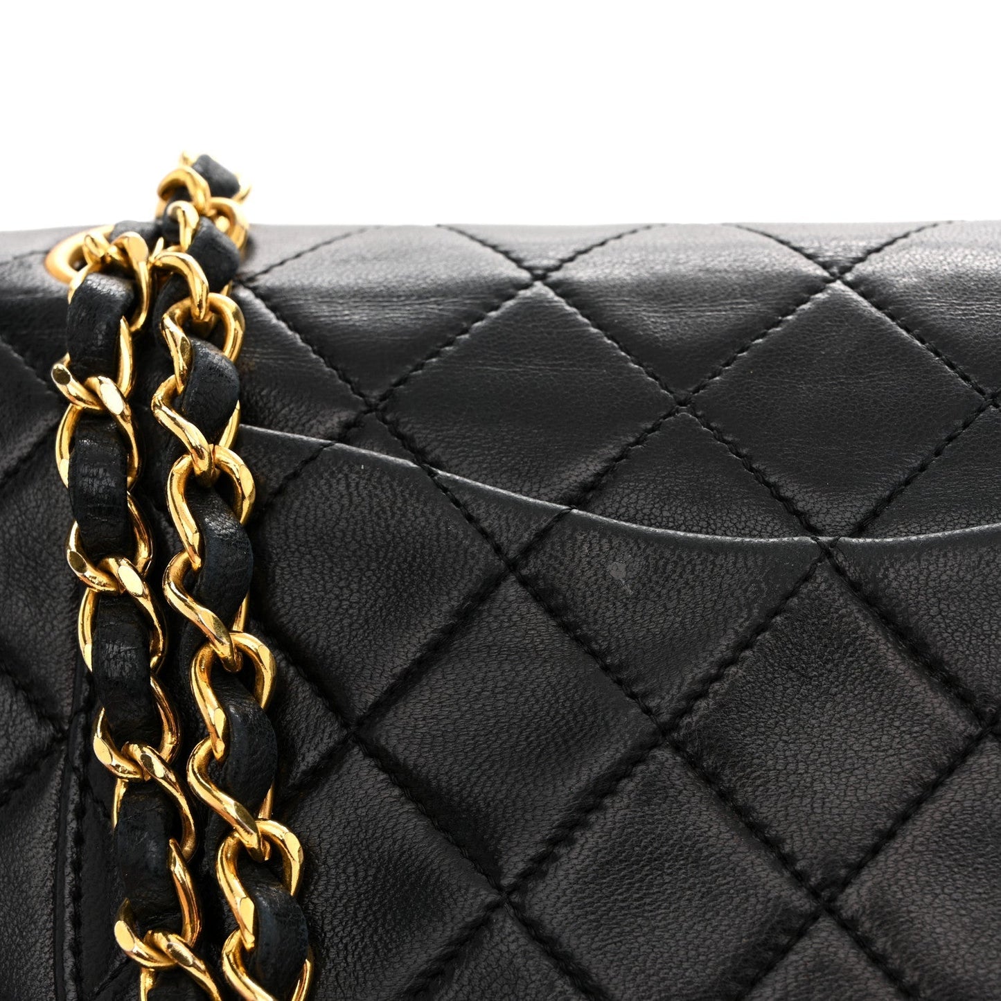 Lambskin Quilted Small Double Flap Black