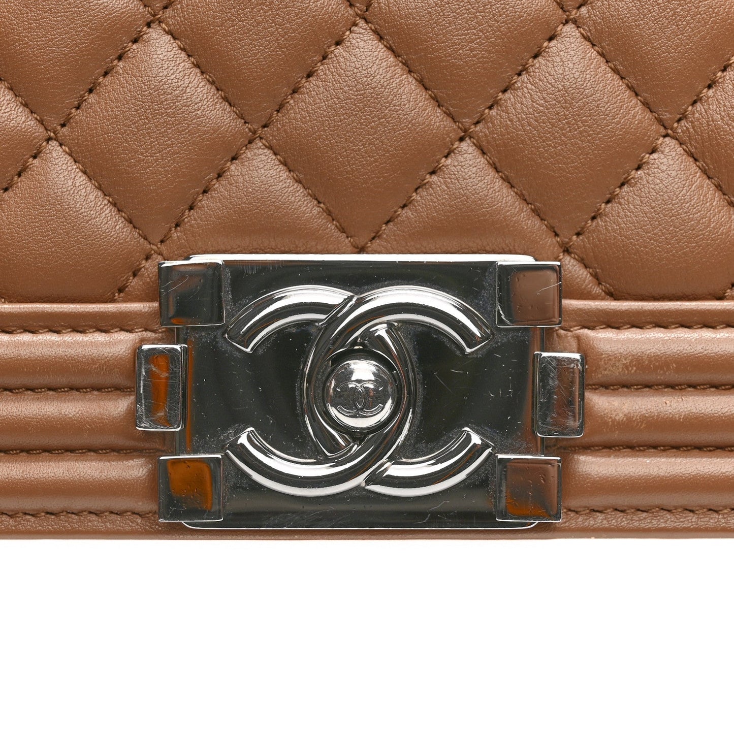 Calfskin Quilted New Medium Boy Flap Dark Beige